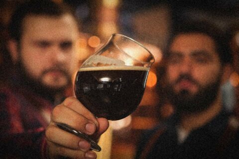 Stout in glass.