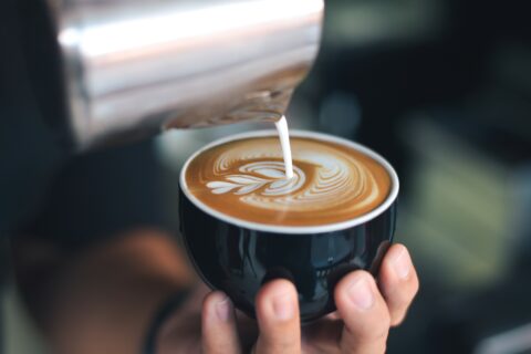 Latte art in progress.