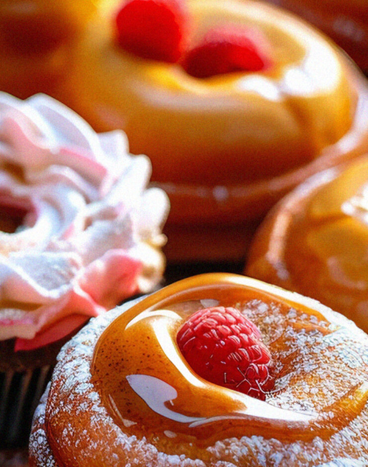 Pastries and cakes.