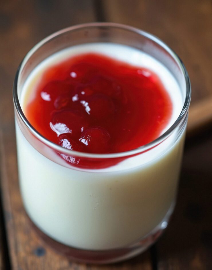 Desert with fruit compote.