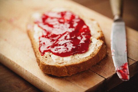 Jam on toast.