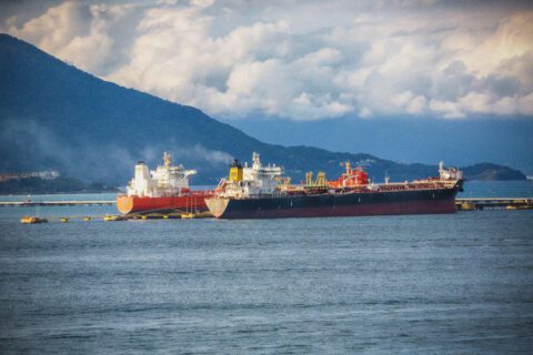 Container ships in the Strait of Hormuz